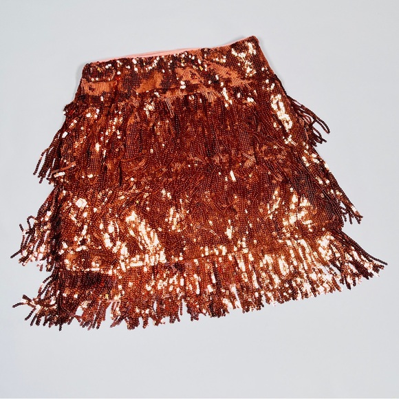 NEW! Maeve by Anthropology sequins mini skirt Copper Rose Size 4 - Picture 4 of 10